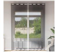 Voile Curtains 2pc Black 140x260cm 100% Polyester Sheer Eyelet Grommet PanelsSet