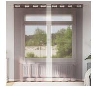 Voile Curtains 2pc Brown 140x245cm Sheer Polyester Eyelet Grommet Panels Home UK