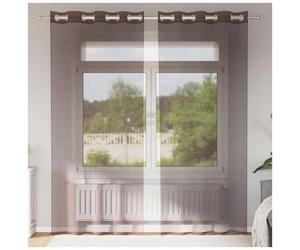 Voile Curtains 2pc Brown 140x245cm Sheer Polyester Eyelet Grommet Panels Home UK