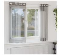 Voile Curtains 2pc Dark Grey 140x175 cm Sheer Polyester Eyelet 8 Grommets Window