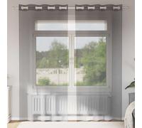 Voile Curtains 2pc Light Brown 100% Polyester 140 x 225 cm Eyelet Top Sheer Pair