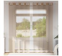 Voile Curtains 2pc Light Brown 140x245cm 100% Polyester Eyelet Sheer Drapes Home