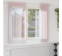 Voile Curtains 2pc Light Pink 140x140 cm 100% Polyester Eyelet Sheer Panel Pack