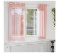 Voile Curtains 2pc Pink Sheer 140x175cm Polyester Eyelet Grommet Top Panels Home