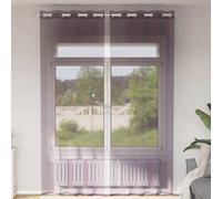 Voile Curtains 2pc Purple 140x300 cm 100% Polyester Eyelet Top Semi-Transparent