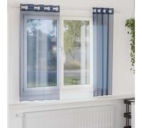 Voile Curtains 2pc Royal Blue 100% Polyester 140x175cm Eyelet Sheer Panels Pair