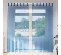 Voile Curtains 2pc Royal Blue 100% Polyester Sheer Rod-Pocket Panels Home Decor