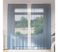 Voile Curtains 2pc Royal Blue 140x245cm 100% Polyester Sheer Eyelet Panels Set
