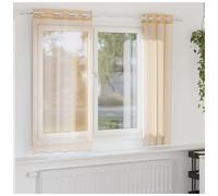 Voile Curtains 2pc Sand 140x175cm 100% Polyester Sheer Grommet Eyelet Panel Pair