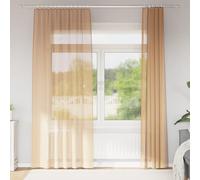 Voile Curtains 2pc Sand 140x225 cm 100% Polyester Sheer Eyelet Panels HomeDeco