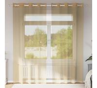 Voile Curtains 2pc Sand 140x225cm 100% Polyester Sheer Eyelet Grommet Top Panels