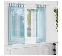 Voile Curtains 2pc Turquoise 140x140cm Sheer Polyester Eyelet Grommet Top Pair.
