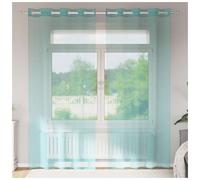 Voile Curtains 2pc Turquoise 140x245cm Sheer 100% Polyester Eyelet Grommet Light
