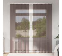Voile Curtains 2pcs Brown 100% Polyester 140x245 cm Tab Top Semi-Transparent Net