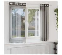 Voile Curtains Black 140x140 cm 2pcs 100% Polyester Sheer Eyelet Grommet Pk Set