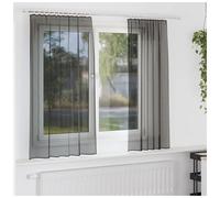 Voile Curtains Black 140x175 cm 2pc Eyelet Sheer 100% Polyester Grommet Top Pair