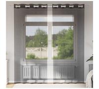 Voile Curtains Black 140x225cm Polyester 2pc set Eyelet Sheer Panels 8 Grommets