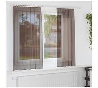 Voile Curtains Brown 140 x 140 cm Sheer 100% Polyester Eyelet Top 2pc Room Decor