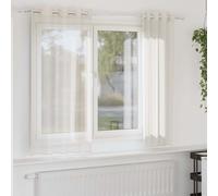 Voile Curtains Cream 100% Polyester 140x175 cm Eyelet Sheer Panels 2pc Grommets