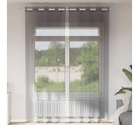 Voile Curtains Dark Grey 140x300 cm 100% Polyester Eyelet Sheer Panels Pair 2pcs