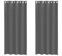Voile Curtains Dark Grey 140x225 cm 2 Pack 100% Polyester Eyelet Sheer Grommeted