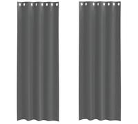 Voile Curtains Dark Grey 140x300 cm 100% Polyester Eyelet Sheer Panels Pair 2pcs