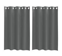 Voile Curtains Dark Grey 100% Polyester 2pc Grommet Eyelet Light Pair 140x175 cm
