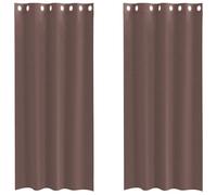 Voile Curtains Brown 140x245 cm 2pcs 100% Polyester Eyelet Sheer Panels Bedroom