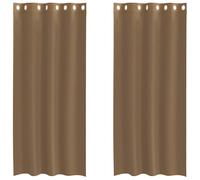 Voile Curtains Light Brown 140x245 cm 100% Polyester Sheer Eyelet Panels Pair UK