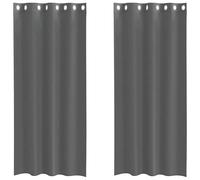 Voile Curtains Dark Grey 140x245 cm Polyester Semi-Transparent Eyelet Top Pair