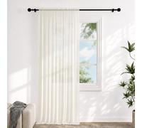 Voile Curtains for Windows 108 Drop, 1 Panel Dual Rod Pocket W56xL108 Inch | Light Filtering Semi-Transparent Sheer Curtains, Cream Net Curtains for Living Room Bedroom Kitchen