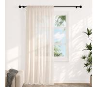 Voile Curtains for Windows 108 Drop, 1 Panel Dual Rod Pocket W56xL108 Inch | Light Filtering Semi-Transparent Sheer Curtains, Beige Net Curtains for Living Room Bedroom Kitchen