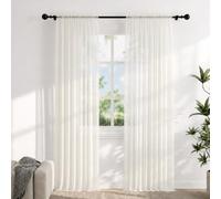 Voile Curtains for Windows 108 Drop, 2 Panels Dual Rod Pocket W56xL108 Inch | Light Filtering Semi-Transparent Sheer Curtains, Cream Net Curtains for Living Room Bedroom Kitchen
