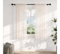 Voile Curtains for Windows 45 Drop, 2 Panels Dual Rod Pocket W56xL45 Inch | Light Filtering Semi-Transparent Sheer Curtains, Beige Net Curtains for Living Room Bedroom Kitchen