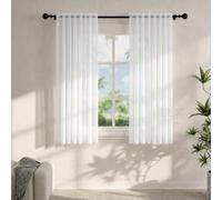 Voile Curtains for Windows 45 Drop, 2 Panels Dual Rod Pocket W56xL45 Inch | Light Filtering Semi-Transparent Sheer Curtains, White Net Curtains for Living Room Bedroom Kitchen