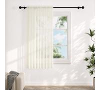 Voile Curtains for Windows 54 Drop, 1 Panel Dual Rod Pocket W56xL54 Inch | Light Filtering Semi-Transparent Sheer Curtains, Cream Net Curtains for Living Room Bedroom Kitchen