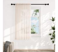 Voile Curtains for Windows 54 Drop, 1 Panel Dual Rod Pocket W56xL54 Inch | Light Filtering Semi-Transparent Sheer Curtains, Beige Net Curtains for Living Room Bedroom Kitchen