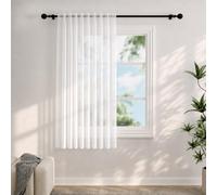 Voile Curtains for Windows 54 Drop, 1 Panel Dual Rod Pocket W56xL54 Inch | Light Filtering Semi-Transparent Sheer Curtains, White Net Curtains for Living Room Bedroom Kitchen