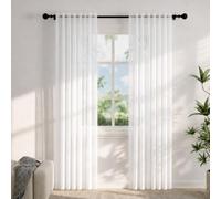 Voile Curtains for Windows 72 Drop, 2 Panels Dual Rod Pocket W56xL72 Inch | Light Filtering Semi-Transparent Sheer Curtains, White Net Curtains for Living Room Bedroom Kitchen