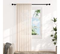 Voile Curtains for Windows 84 Drop, 1 Panel Dual Rod Pocket W56xL84 Inch | Light Filtering Semi-Transparent Sheer Curtains, Beige Net Curtains for Living Room Bedroom Kitchen