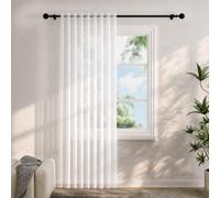 Voile Curtains for Windows 84 Drop, 1 Panel Dual Rod Pocket W56xL84 Inch | Light Filtering Semi-Transparent Sheer Curtains, White Net Curtains for Living Room Bedroom Kitchen