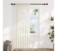 Voile Curtains for Windows 84 Drop, 1 Panel Dual Rod Pocket W56xL84 Inch | Light Filtering Semi-Transparent Sheer Curtains, Cream Net Curtains for Living Room Bedroom Kitchen