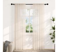 Voile Curtains for Windows 84 Drop, 2 Panels Dual Rod Pocket W56xL84 Inch | Light Filtering Semi-Transparent Sheer Curtains, Beige Net Curtains for Living Room Bedroom Kitchen