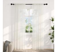 Voile Curtains for Windows 84 Drop, 2 Panels Dual Rod Pocket W56xL84 Inch | Light Filtering Semi-Transparent Sheer Curtains, Cream Net Curtains for Living Room Bedroom Kitchen