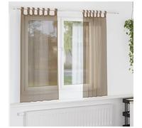 Voile Curtains Light Brown 140x140 cm 100% Polyester Semi Sheer Eyelet 2pcs Pack