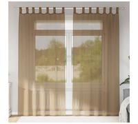 Voile Curtains Light Brown 140x245 cm 100% Polyester Sheer Eyelet Grommet 2pcs.