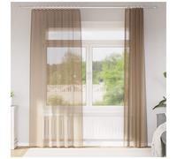 Voile Curtains Light Brown 140x245cm Sheer Polyester Eyelet Grommet Panel 2pcs.