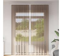 Voile Curtains Light Brown 140x260 cm 100% Polyester Semi-Transparent Panel Pair