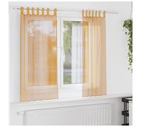 Voile Curtains Orange 140x175 cm 2pc Sheer Polyester Washable Eyelet Grommet