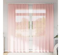Voile Curtains Pink 140x245 cm 2pc Sheer 100% Polyester Window Panels Semi-Sheer